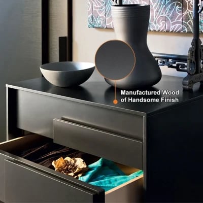 صورة كاي طاولة غرفة نوم خشب طبيعي مع 2درج