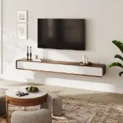 Picture of Aura Floating Natural Wood TV Unit – Rounded Corners