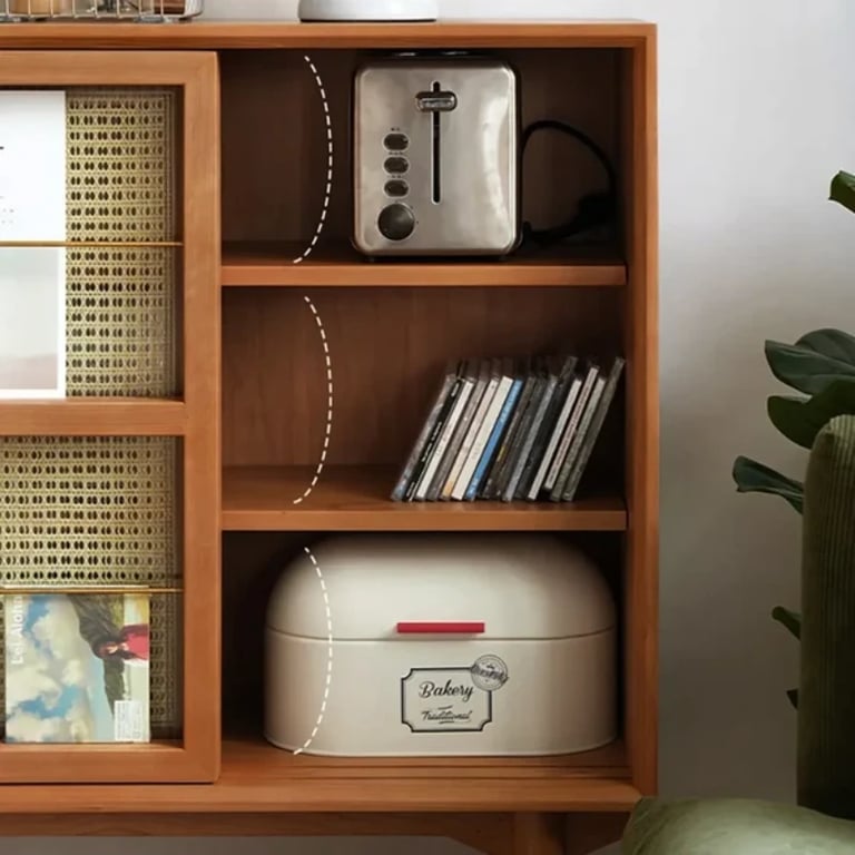 Patrick Storage Cabinet Natural Wood with Rattan