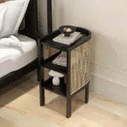 صورة طاولة غرفه نوم راتان مع خشب طبيعي - كلاي