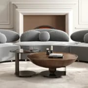 صورة طقم طاولات أوربيتا – تصميم وعاء من الخشب الطبيعي مع طاولة جانبية زجاجية