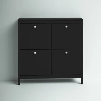 White Mchone 16 Pairs Manufactured Wood Shoe Storage Cabinet