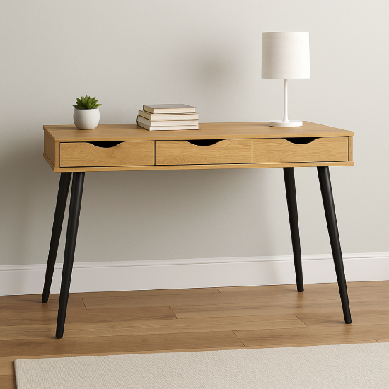 Picture of Astro – Modern Desk with Three Drawers Natural Wood