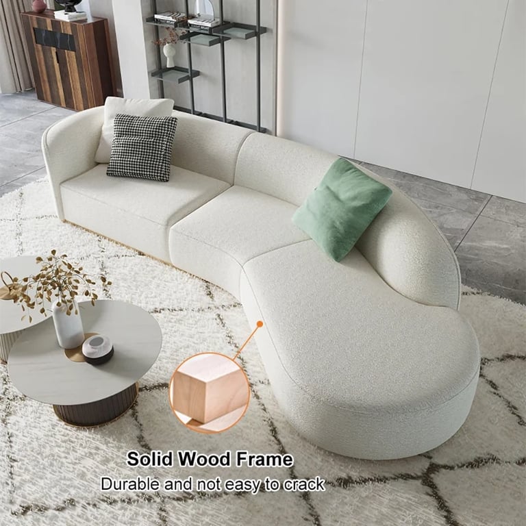 Picture of Mora Curved Sectional Sofa – Natural Wood Base