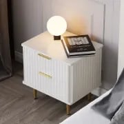 Siri – Side Table in Natural Wood with Stainless Steel Legs