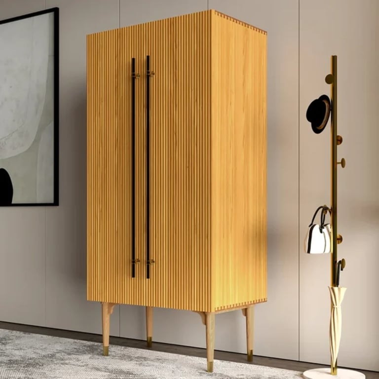 Picture of Levie Natural wood Wardrobe with 2 doors