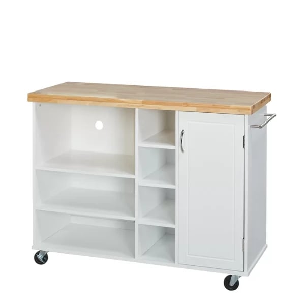 Moulden Small Kitchen Island with Wheels - Natural Wood