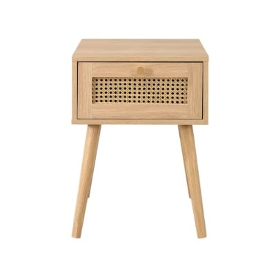 Lunita – Natural Wood & Rattan One-Drawer Bedside Table