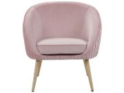 Picture of Divano Curved Accent Chair – Natural Wood with Plush Upholstery