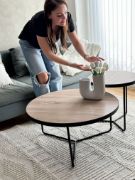 Picture of Alice Nesting Coffee Tables – Natural Wood & Metal Set of 3