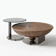 صورة طقم طاولات أوربيتا – تصميم وعاء من الخشب الطبيعي مع طاولة جانبية زجاجية