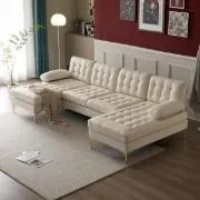 Picture of Guevara U-Shaped 3-Piece Sectional – Natural Wood Base