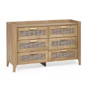 Elira – Natural Wood & Rattan 6-Drawer Chest