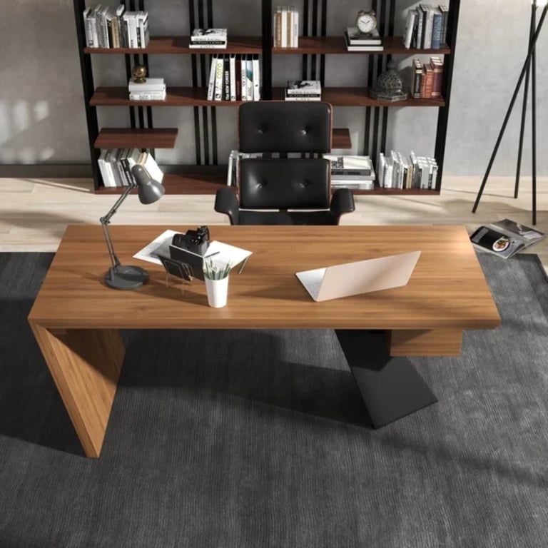 Picture of Zekar – Natural Wood Accent Desk with Handcrafted Knot-Inspired Top