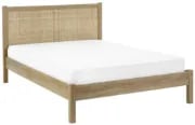 Arello Natural Wood Bed – Rattan Headboard