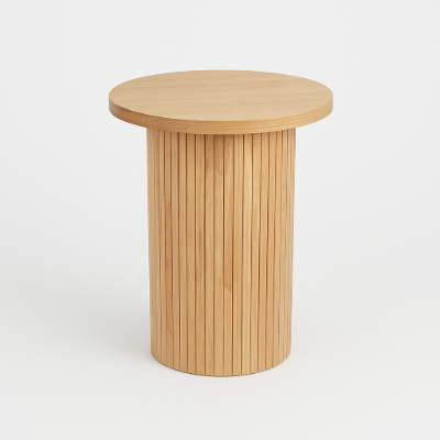 Picture of Pedestal Natural wood Side Table
