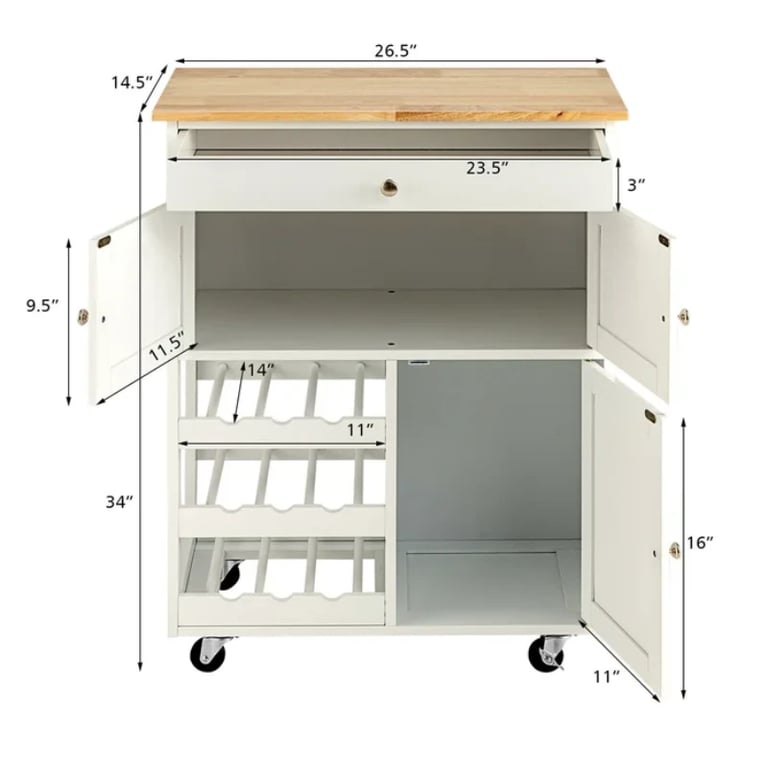 Asac Rolling Kitchen Island with Storage