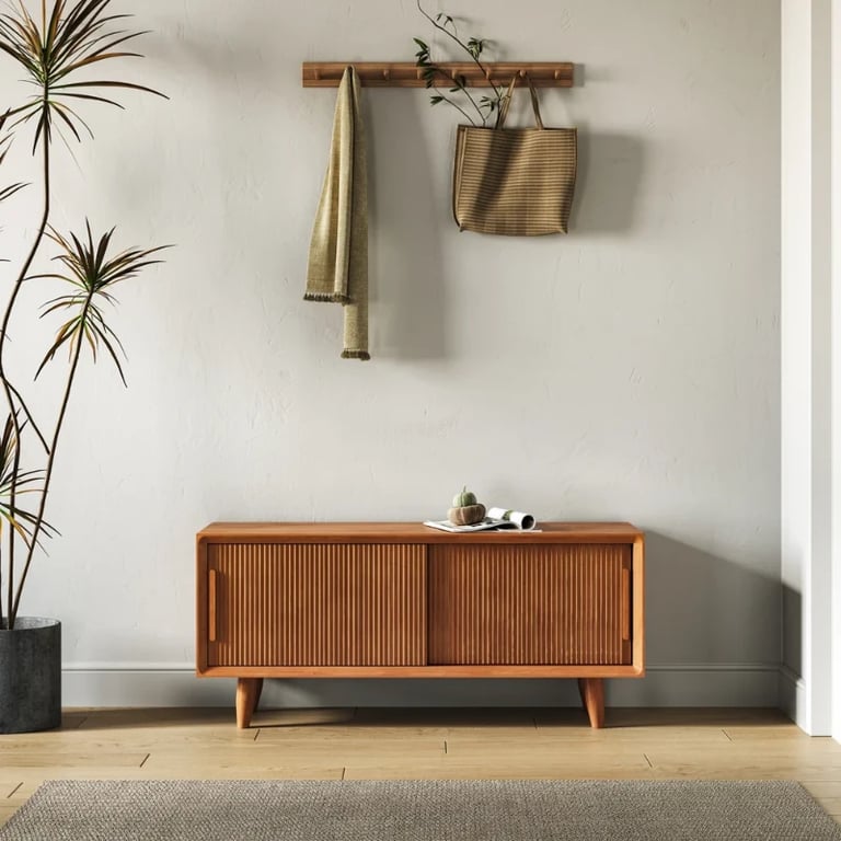 Liora – Slatted Natural Wood Storage Bench