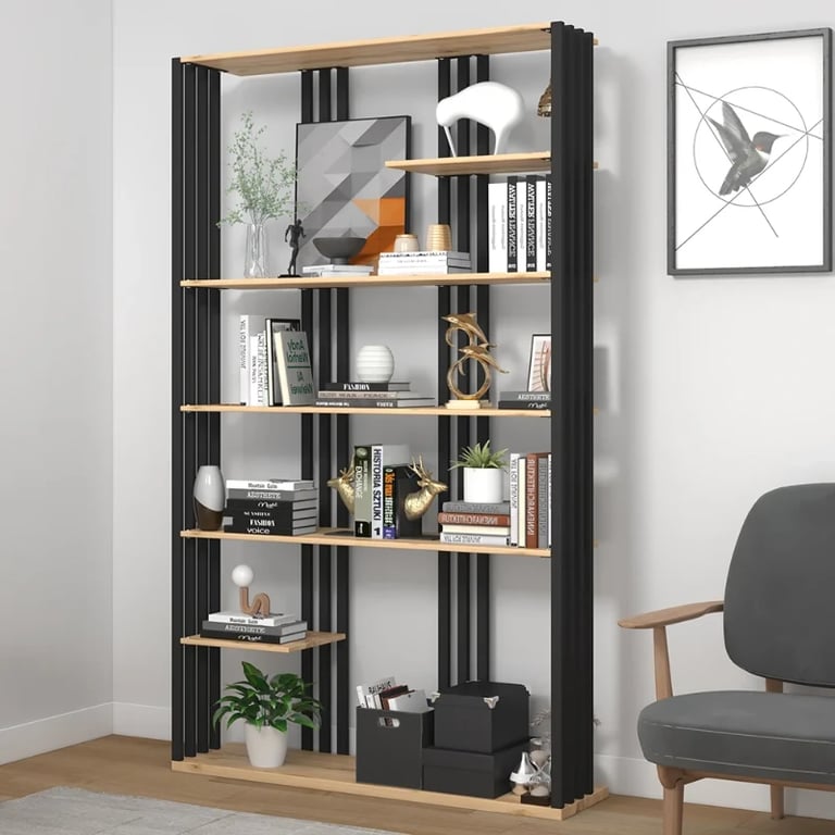 Picture of Paolo bookcase with shelves - natural wood