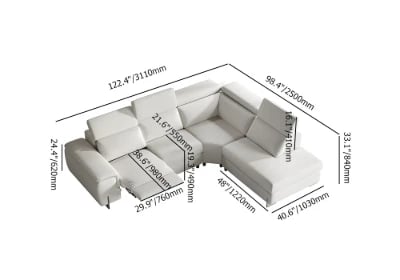 Picture of Burley Natural Wood L-Shaped Sectional – Adjustable Backrests