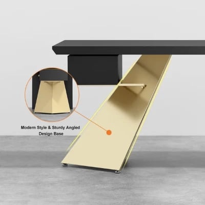 صورة رامفي – مكتب كتابة من الخشب الطبيعي مع إطار هندسي