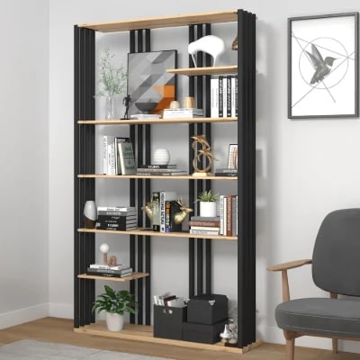 Picture of Paolo bookcase with shelves - natural wood