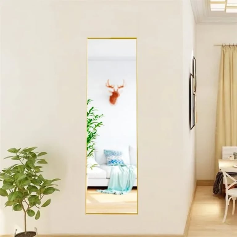 Floor Mirror Free Standing Dressing Mirror with Black Aluminum Alloy Frame