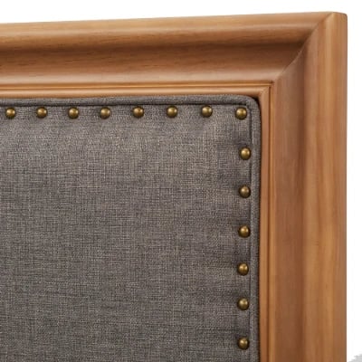 صورة نوريل سرير مبطن وخشب  طبيعي – بتفاصيل أطراف معدنية