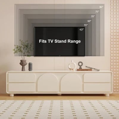 Picture of Arime Natural Wood TV Unit – Arched Storage & Drawers