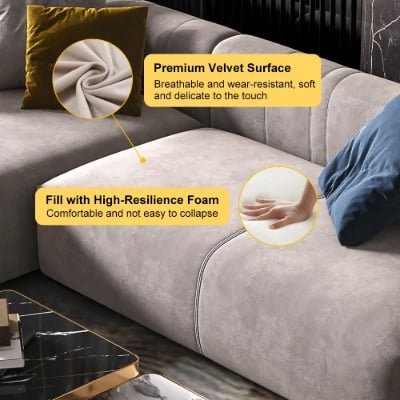 Picture of Luniva L-Shaped Sectional Sofa with Left Chaise – Gold Legs