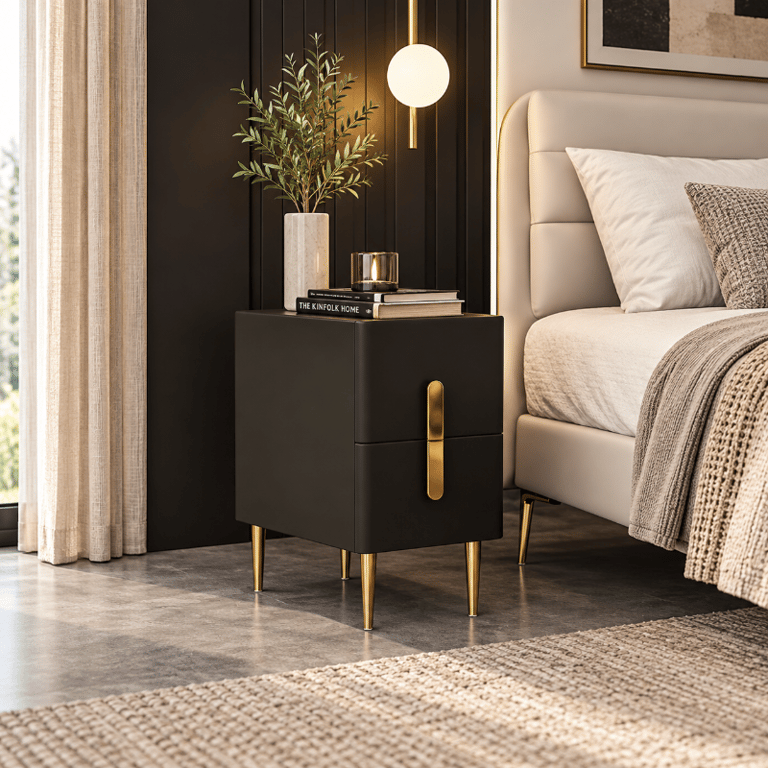 Picture of Inarrow Modern Nightstand Gold legs - 2 drawers