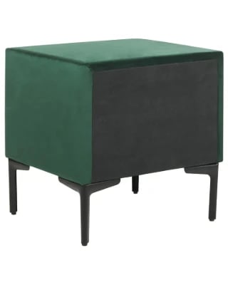 Aureva – Upholstered Bedside Table with 2 Drawers & Metal Legs