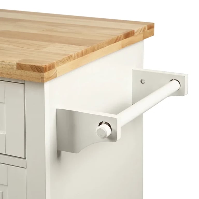 Ash Rolling Kitchen Island with Solid Wood Top