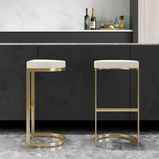 Aurélie Modern Bar Stool –  with Golden Base