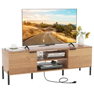 Picture of Nori Natural Wood TV Unit – Dual Cabinets