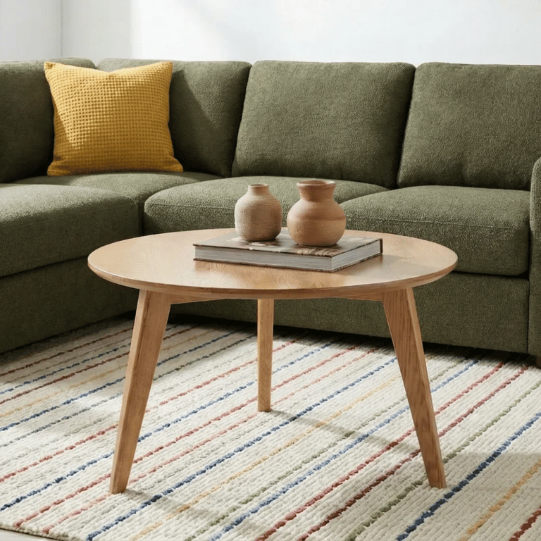 صورة Oaklo Round Coffee Table – Natural Wood
