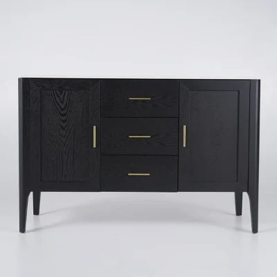 صورة ليسكو – بوفيه من الخشب الطبيعي بسطح رخامي ومقابض ذهبية