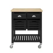 Diwai Rolling Kitchen Cart with Solid Wood Top