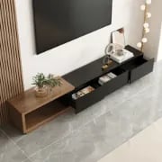 Mauro Media Set in Natural Wood & Black