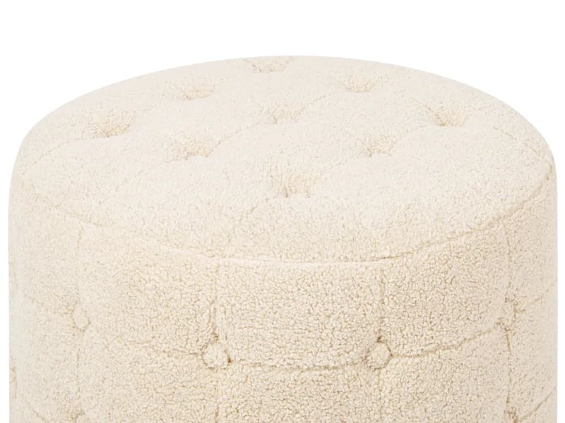 Mello – Round Tufted Ottoman Natural Wood Frame