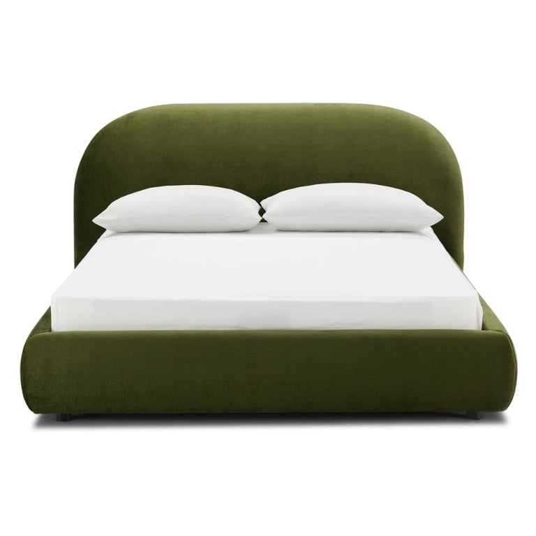 Genoa Upholstered Bed with Rounded Headboard – Natural Wood