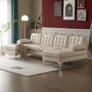 Picture of Guevara U-Shaped 3-Piece Sectional – Natural Wood Base