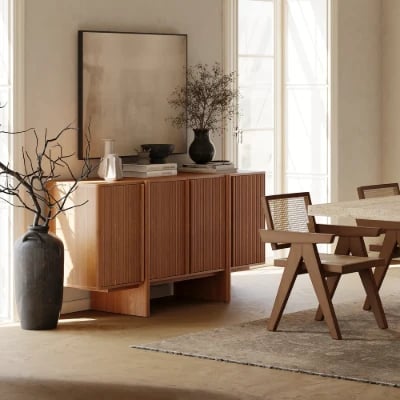 Picture of Tavora Natural Wood Sideboard – Fluted Door Design