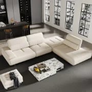 Picture of Segal Natural Wood Lounge Sofa – Flexible Leather Seating