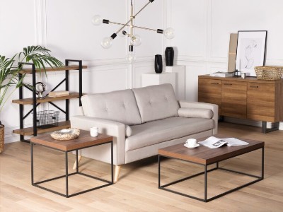 صورة طاولة القهوة ذات سطح خشبى مع أطار معدنى أسود-ديلانو