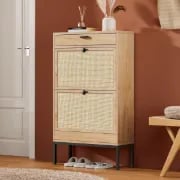 Éloree – Natural Wood & Rattan Shoe Cabinet
