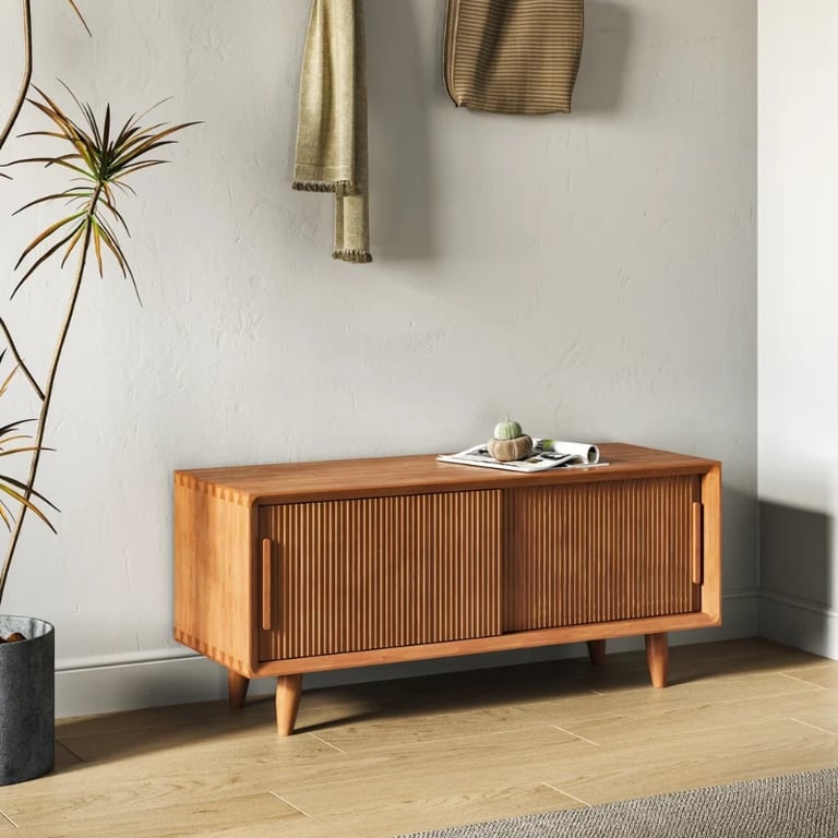 Liora – Slatted Natural Wood Storage Bench