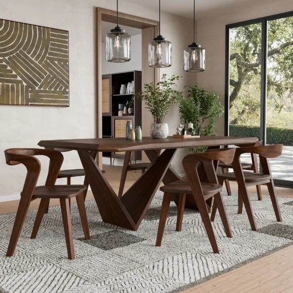 Virel Dining Set – Sculptural Natural Wood Design
