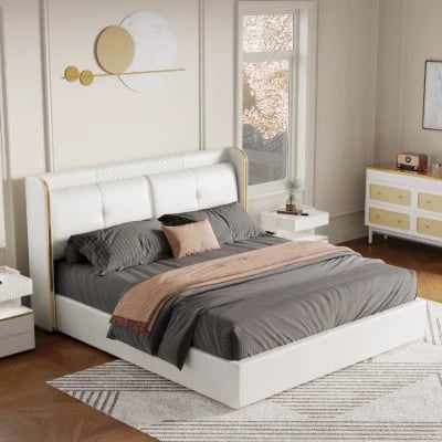 Picture of Serenzo Modern Upholstered Bed - Natural wood