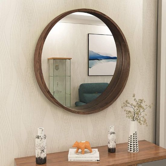 Revvvd Wall Mirror With Wood Frame Rounded